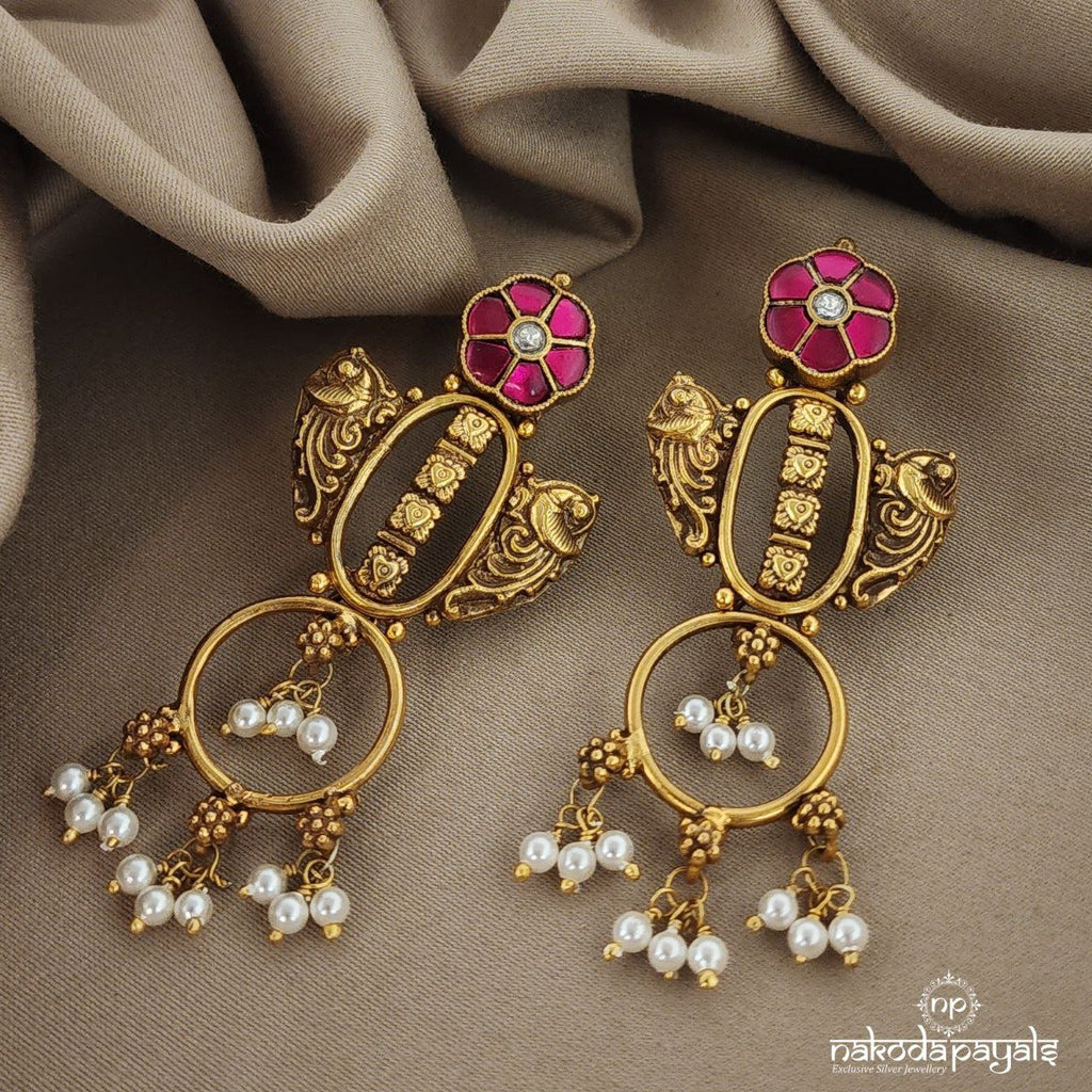 Peacock Blossom Kundan Earrings (Ge6821)