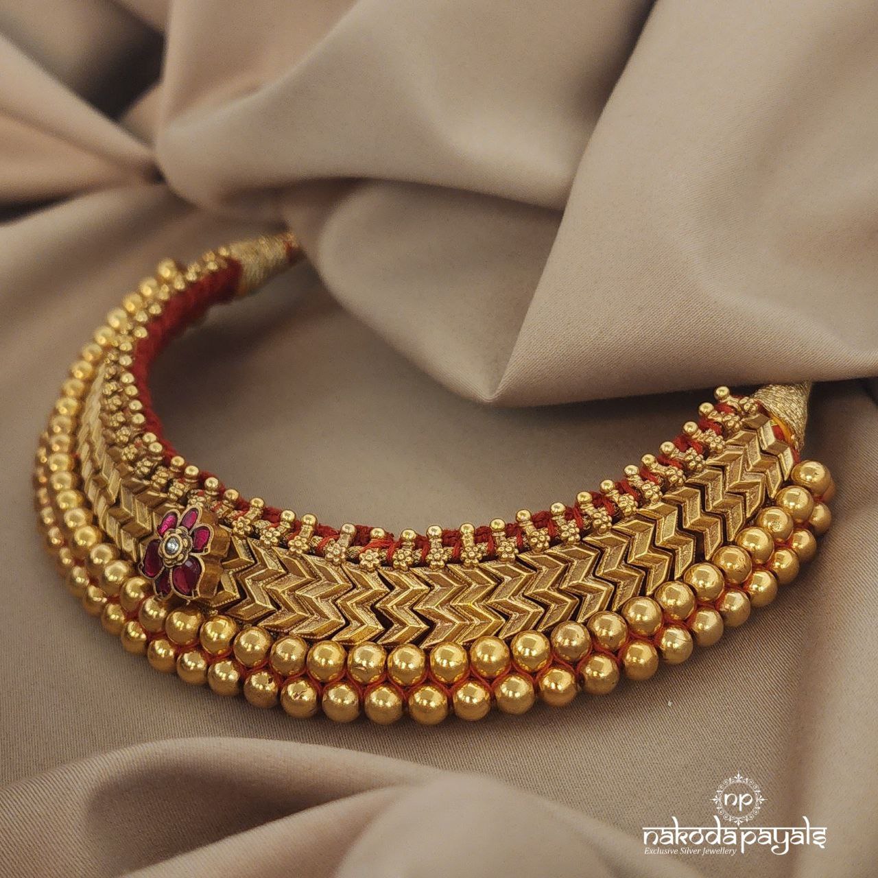 Pink Petalled Kundan Tushi Neckpiece (Gn6751)