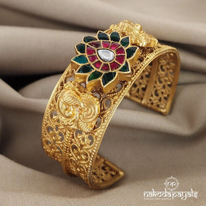 Classical Floral Harmony Cuff Kada Single (Gk2441)