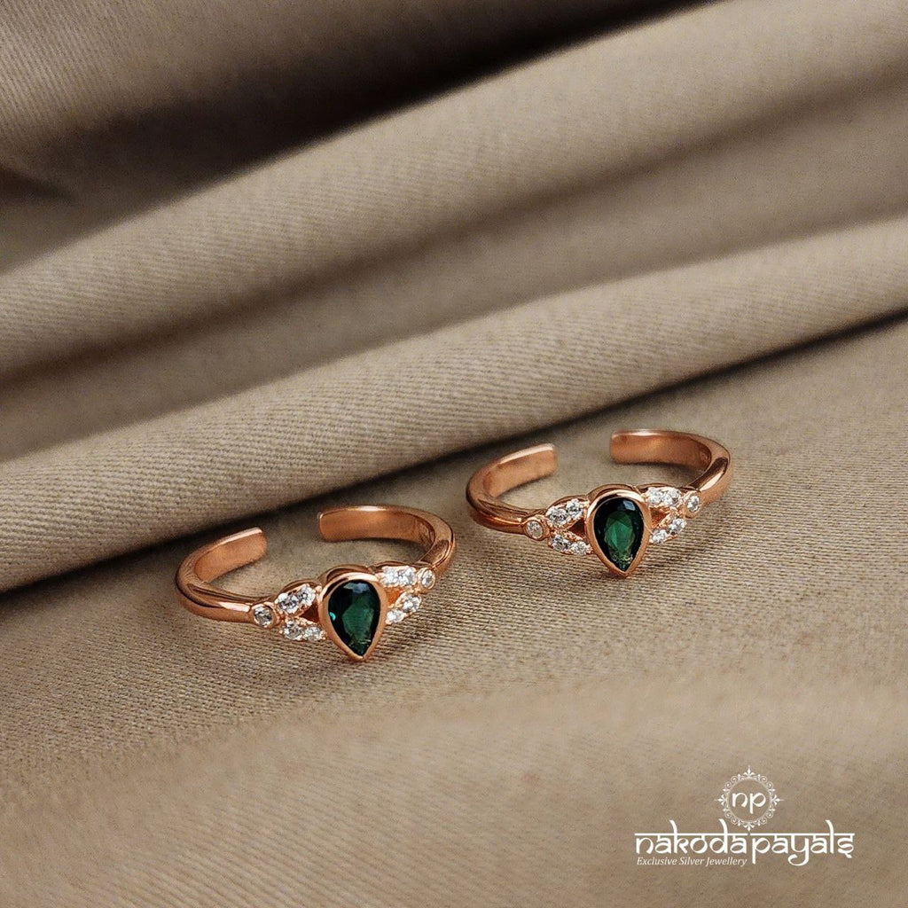 Rose Gold Enchanted Green Meadow Toe Ring (T3023)