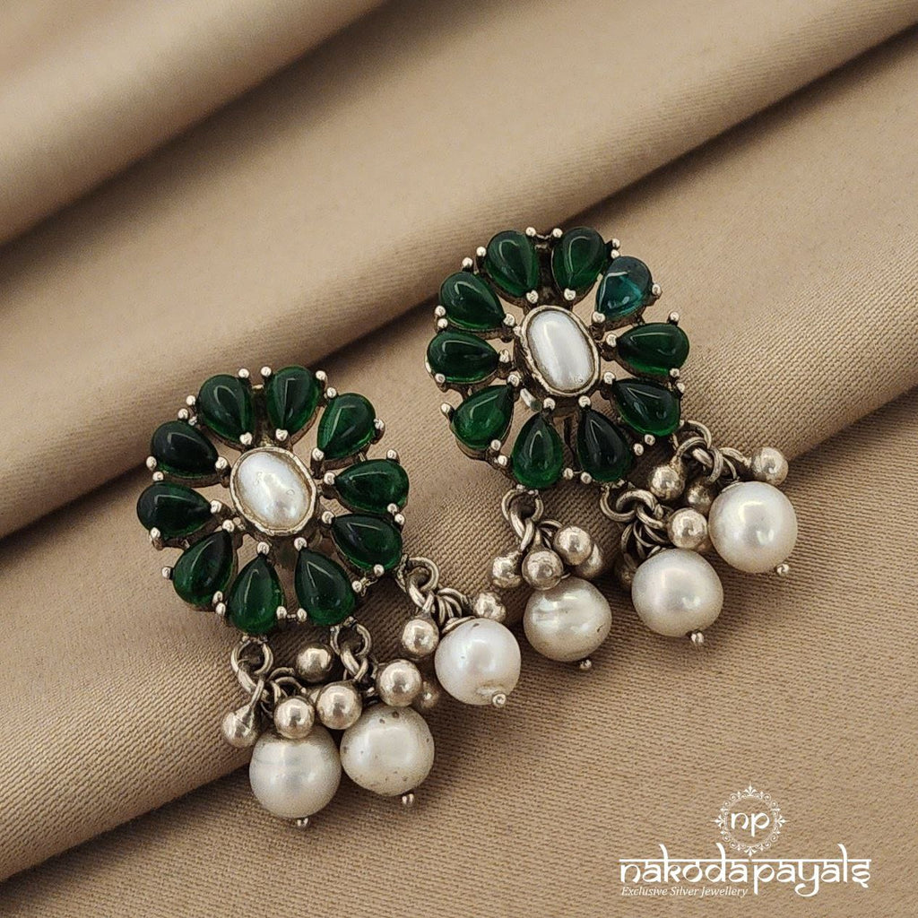 Emerald Enchantment Silver Earrings (S8786)