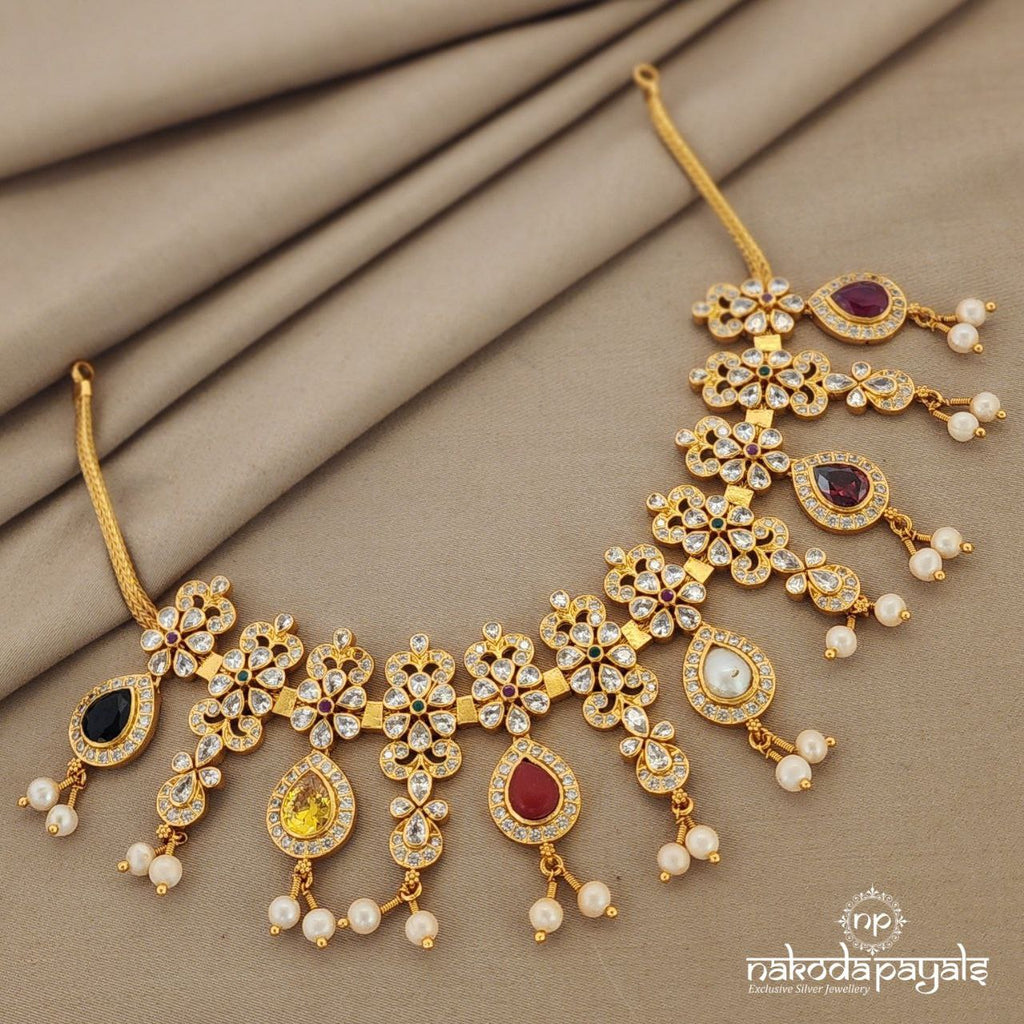 Glistening Navarathna Short Neckpiece (Gn6771)