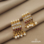 Golden Pink & White Kundan Elegance Earrings (Ge6846)