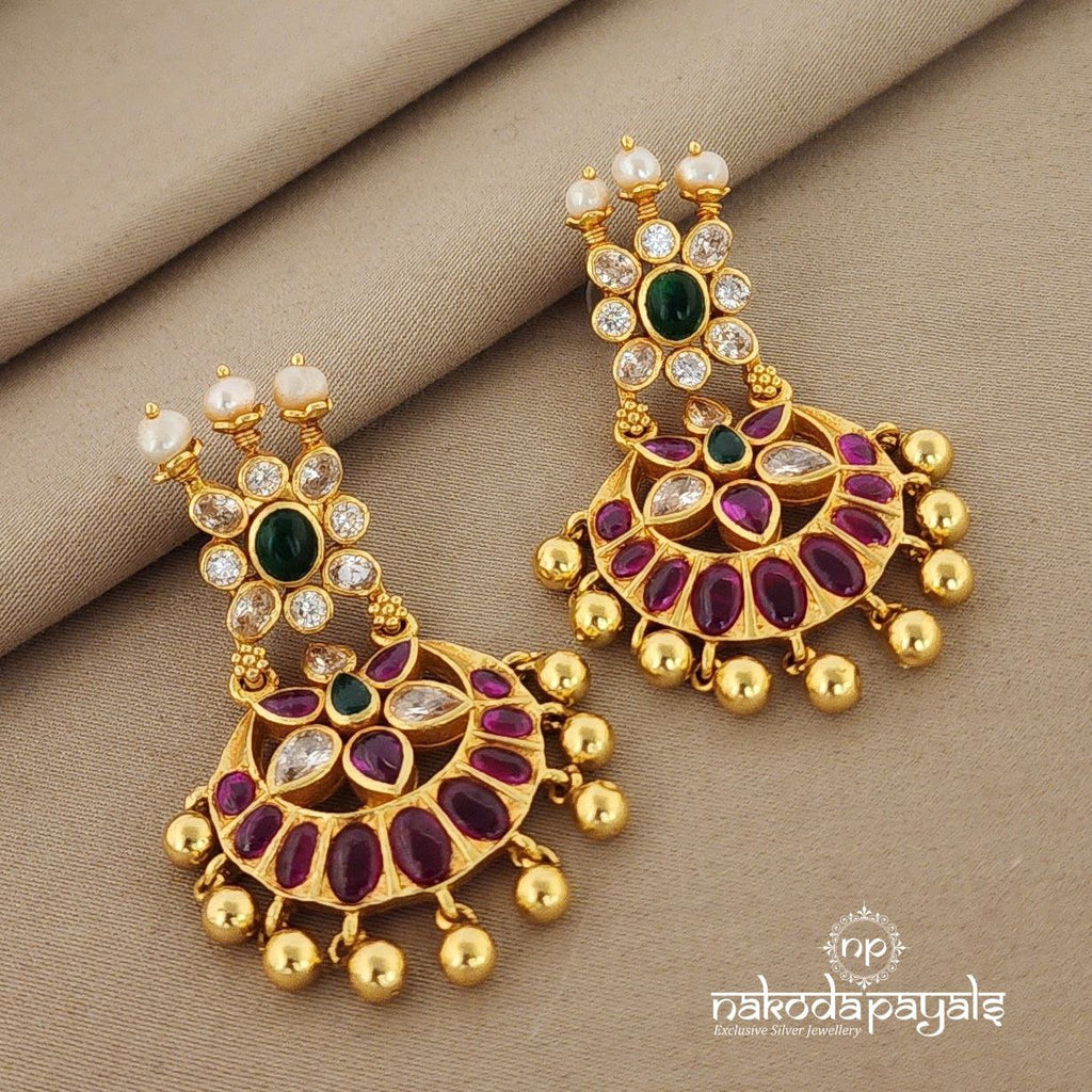 Golden Pink Moonflower Earrings (Ge6864)