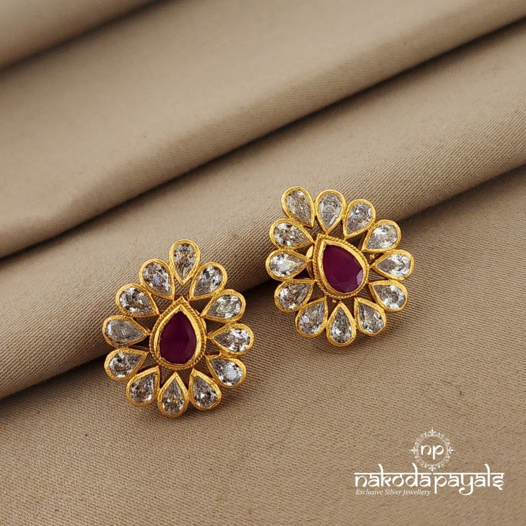 Golden Petal Pink Drop Earrings (Ge6849)