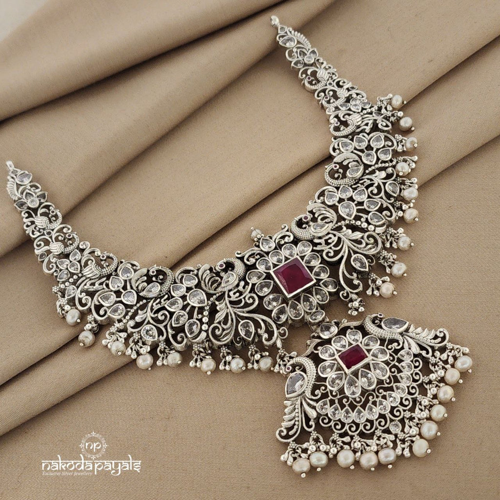 Silver Peacock Elegance Necklace (N9078)