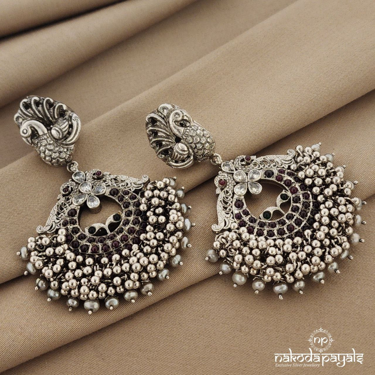 Peacock Plumes Chandbali  (C8802)