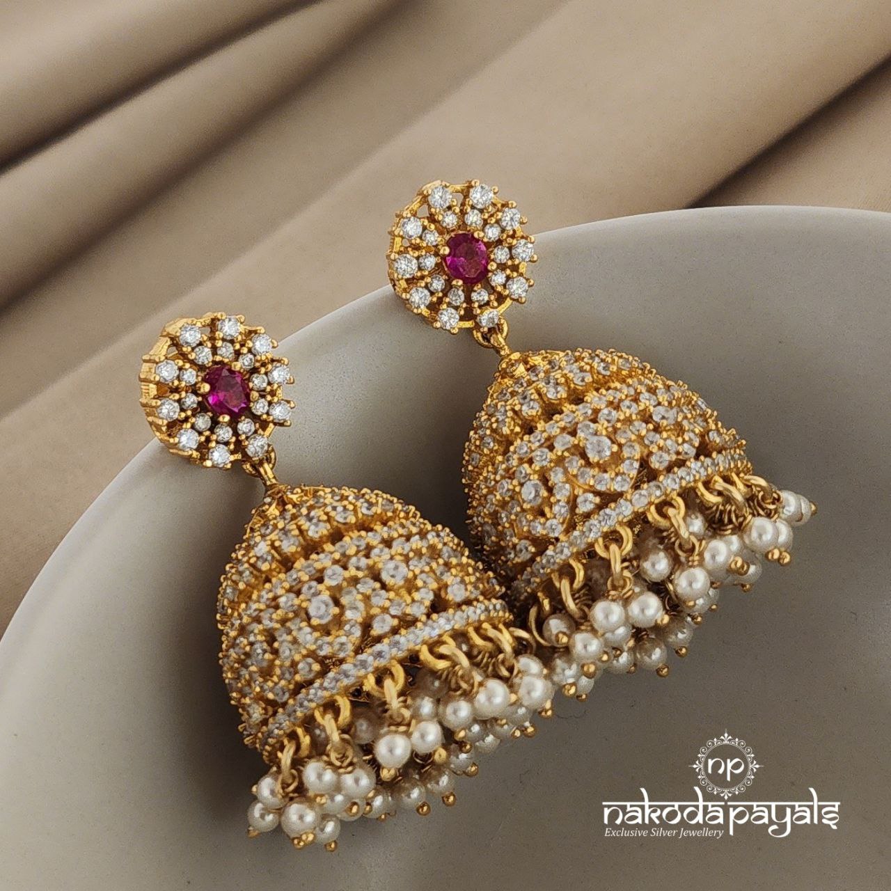 Pink Radiance Jhumka (Ge6895)