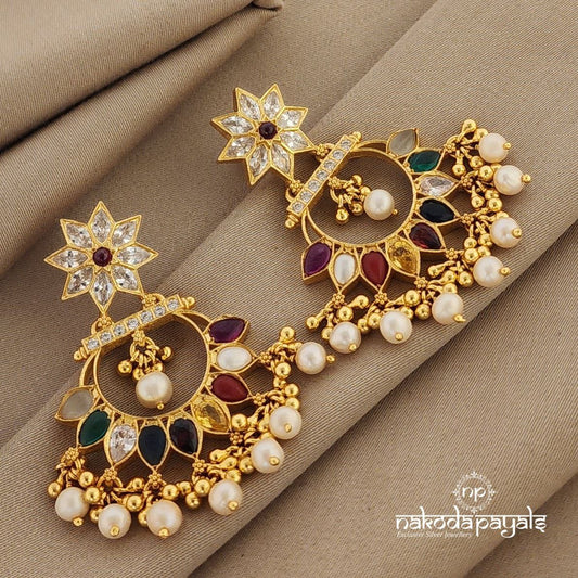 Navaratna Floral Radiance Chandbali (Ge6888)