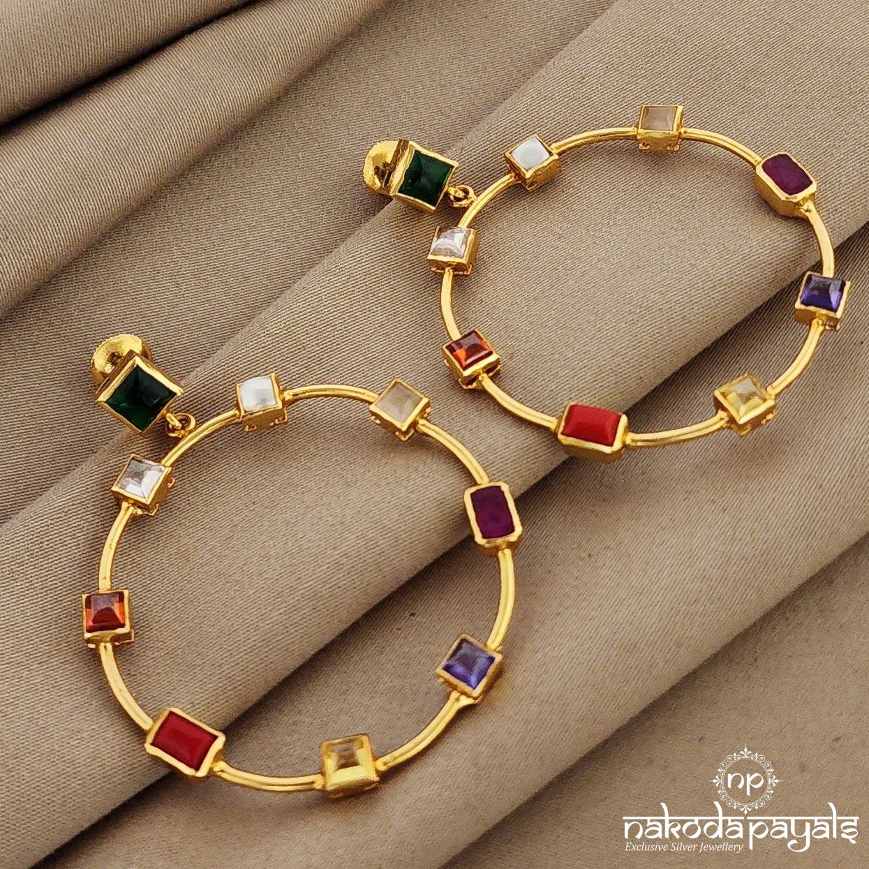 Navaratna Circle Shape Chandbali (Ge6889)
