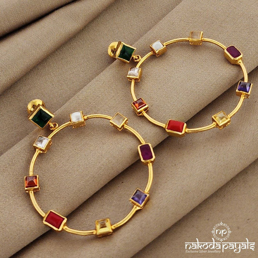 Navaratna Circle Shape Chandbali (Ge6889)