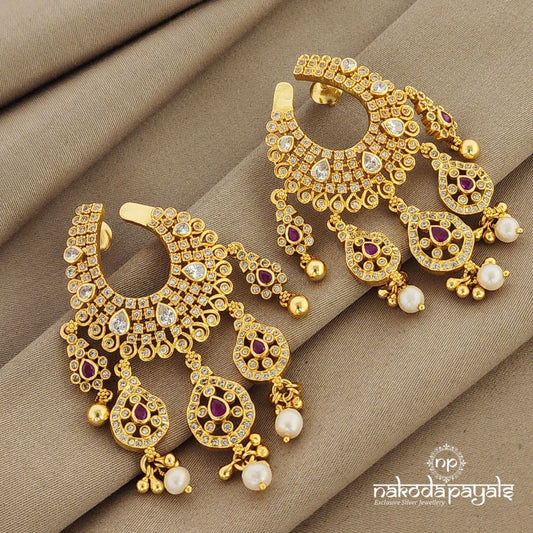 Gorgeous Golden Crescent Cascade Chandbali (Ge6891)