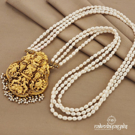 Nakashi Worked Triple layered Fresh Water Pearls Neckpiece (Gn6842)