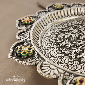 Kundan Flowers Pooja Plate (Aa0824)