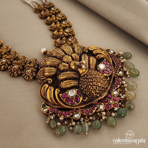 Rani Peacock Splendor Kundan Long neckpiece (Gn6860)