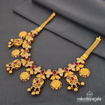 Floral Lakshmi Coin Short neckpiece (Gn904)