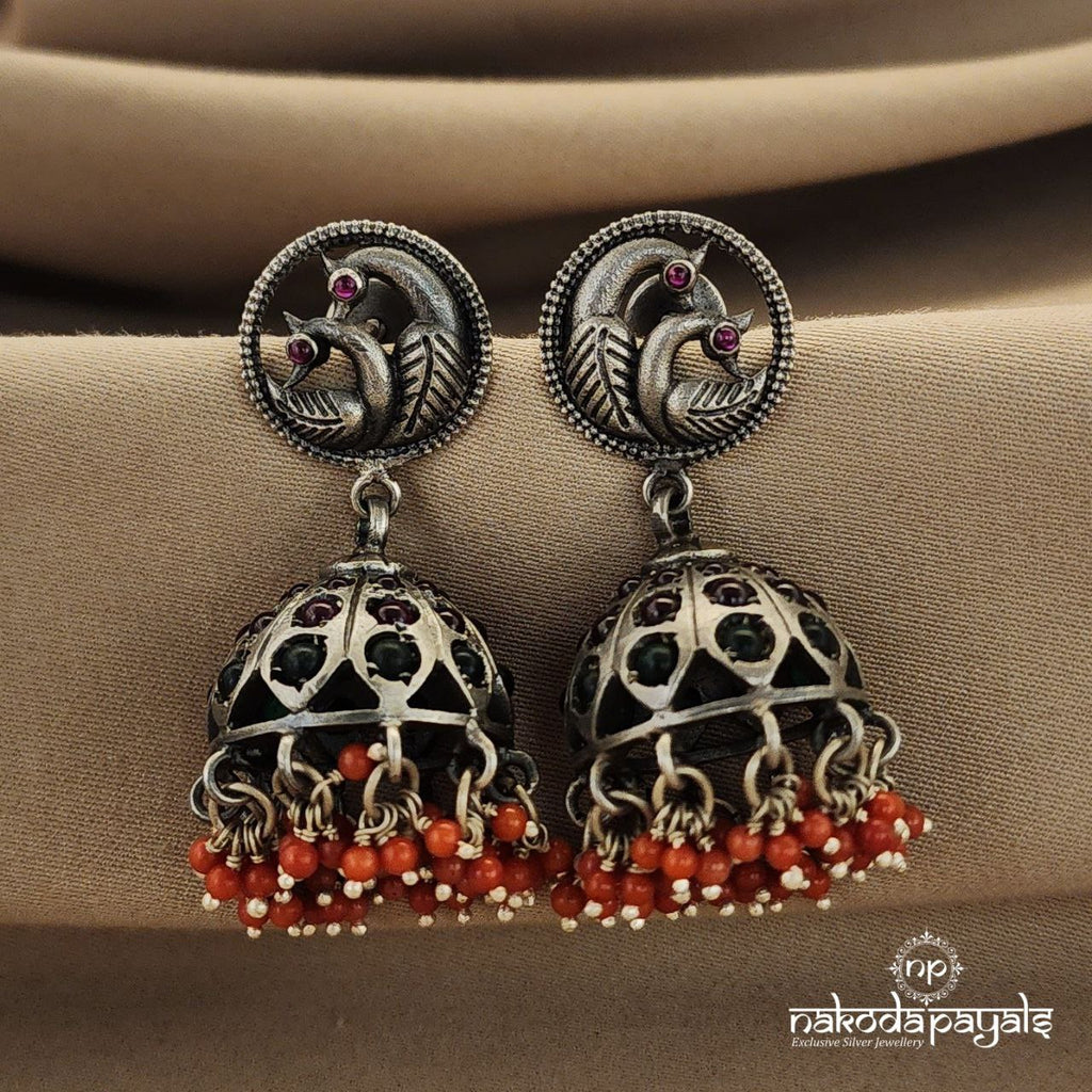 Coral Peacock Jhumka (J5282)