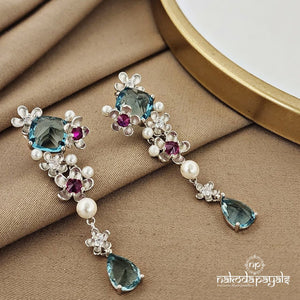 Blueish Floral Earrings (St2289)