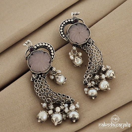 Peacock with Rose Quartz Chandbali (C8825)