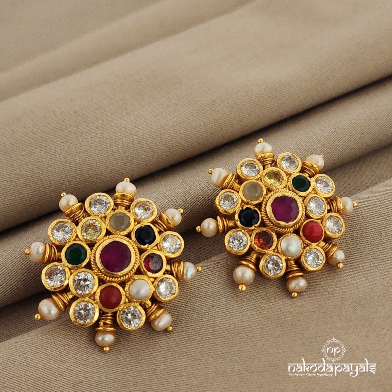 Circular Navarathna Studs (Ge7004)