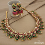 Rani Mini Mango Kundan Long Neckpiece with Earrings (Gn964)