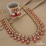 Rani Mini Mango Kundan Long Neckpiece with Earrings (Gn963)