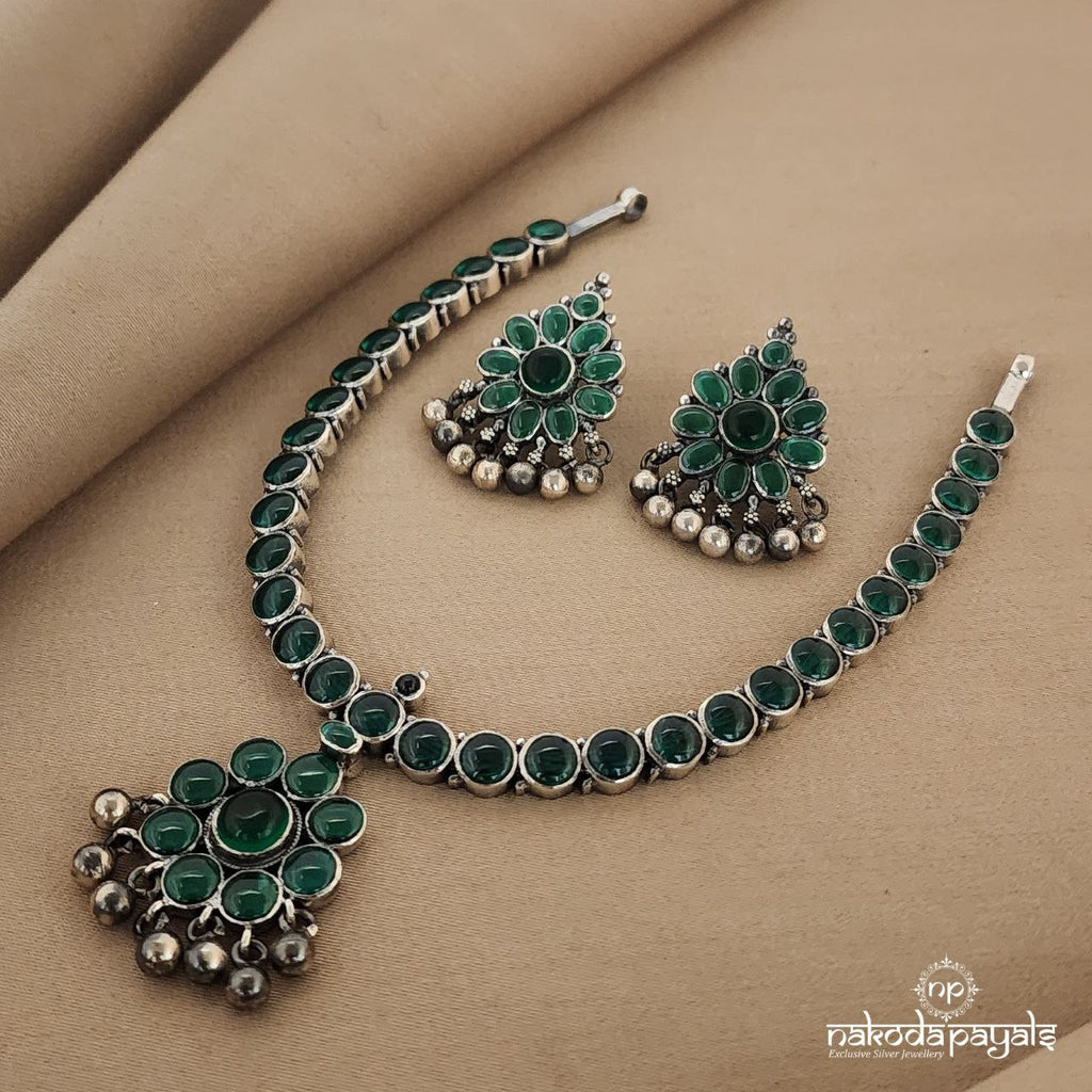 Greeny Short neckpiece with Earrings (N9200)