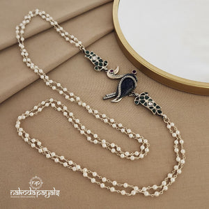 Blue Sapphire Swan Pearled Mope Mala (N9214)