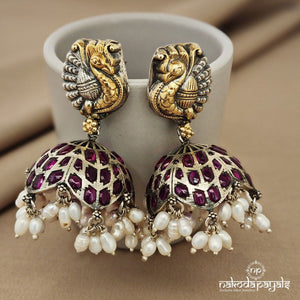 Peacock Guttapusalu Dual tone Jhumka (DT1002)