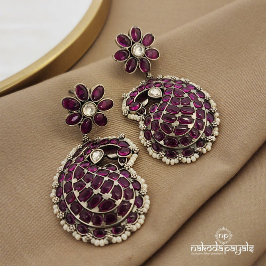 Peacock  with floral chandbali (C8832)