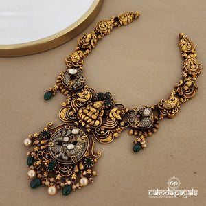 Emerald Mahalakshmi Short Neckpiece(Gn1011)