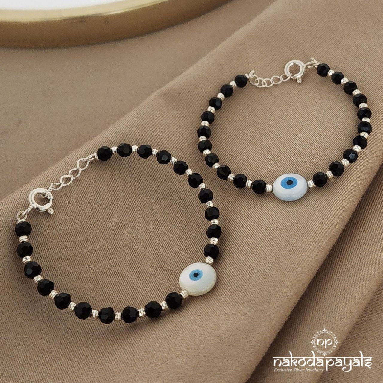 Evil Eye Black Bead Kids Kada Pair (Ka9091)