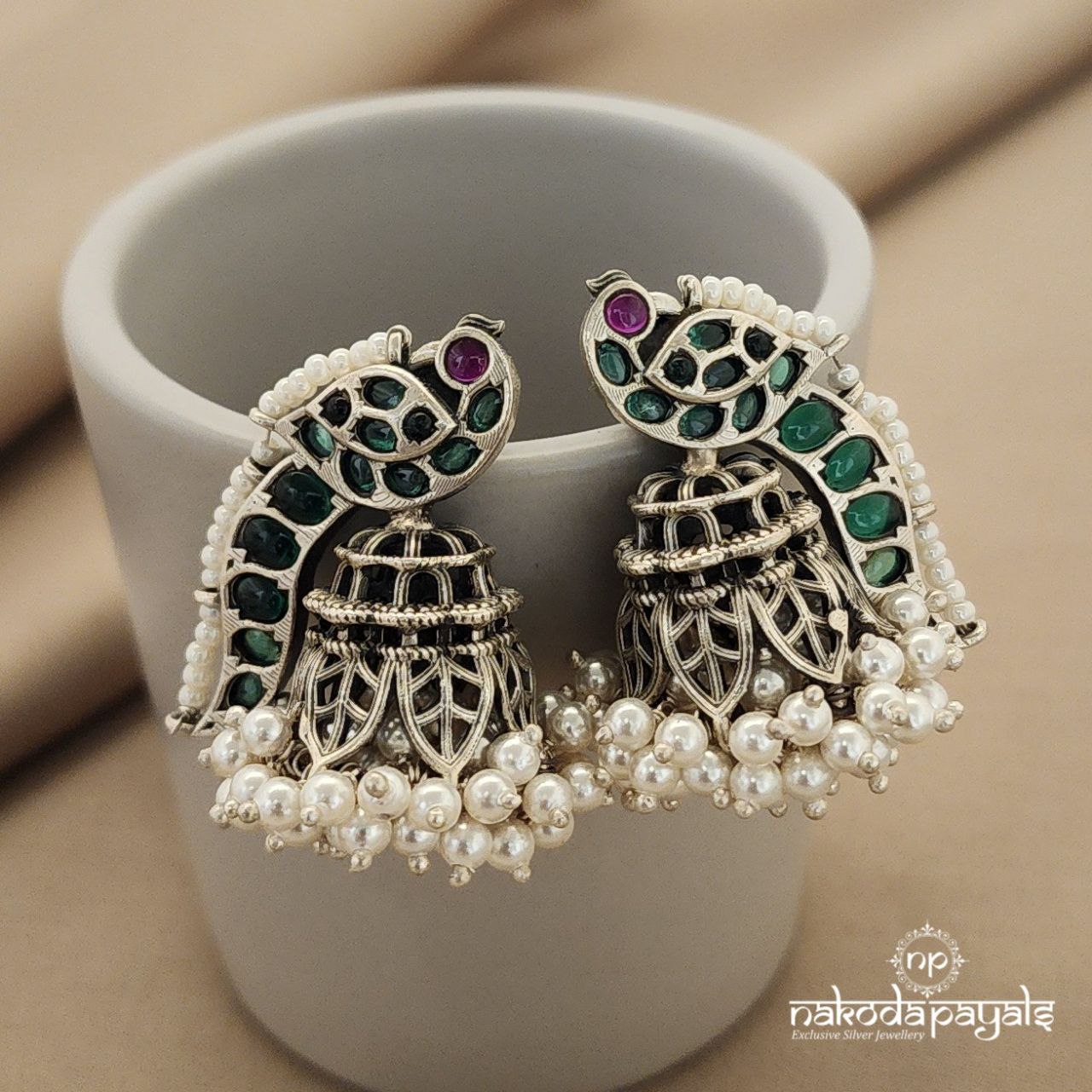 Greeny Peacock Jhumka (J5373)