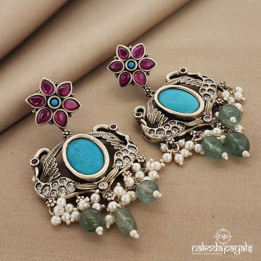 Turquoise Floral Chandbali (C8863)