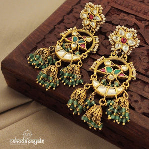 Gorgeous Floral with Bird Kundan Chandbali (Ge7195)