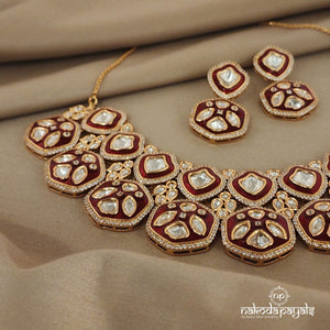 Gorgeous Red Polki Neckpiece Set (Gn1031)