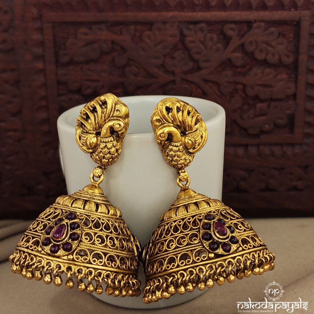 Peacock Traditional Jhumka (Ge7161) – Nakoda Payals