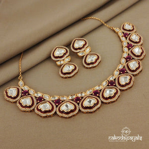 Gorgeous Red Polki Neckpiece Set (Gn1032)