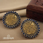 Circular Blue Sapphire Dual Tone Studs (DT1050)