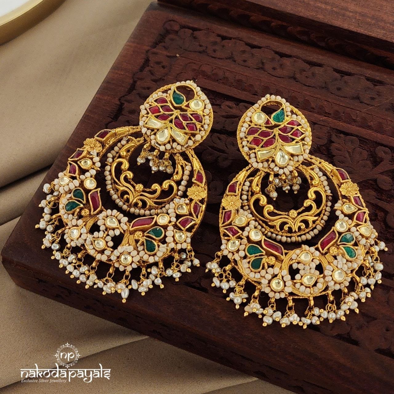 Gorgeous floral kundan Chandbali (Ge7199)