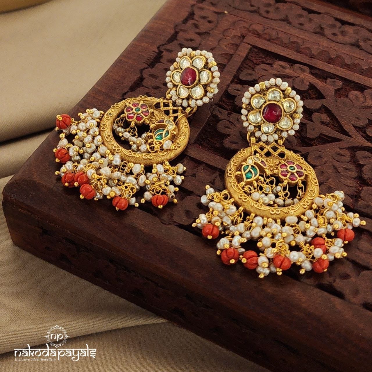 Floral Kundan Chandbali (Ge7201)