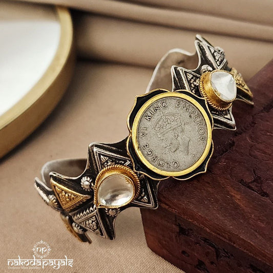 Vi King Emperor with Moissanite Dual Tone Cuff Kada (K4416)