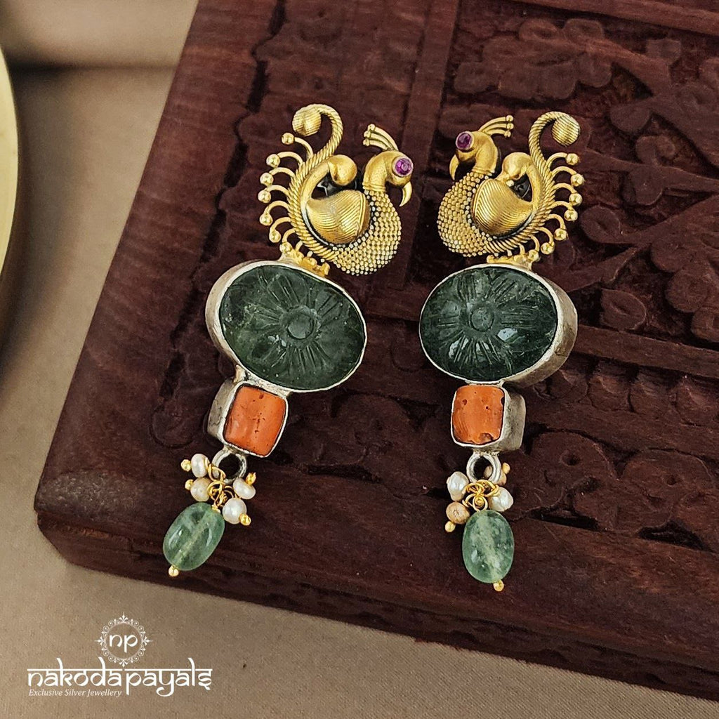 Peacock with Emerald Dual Tone Chandbali (DT1052)