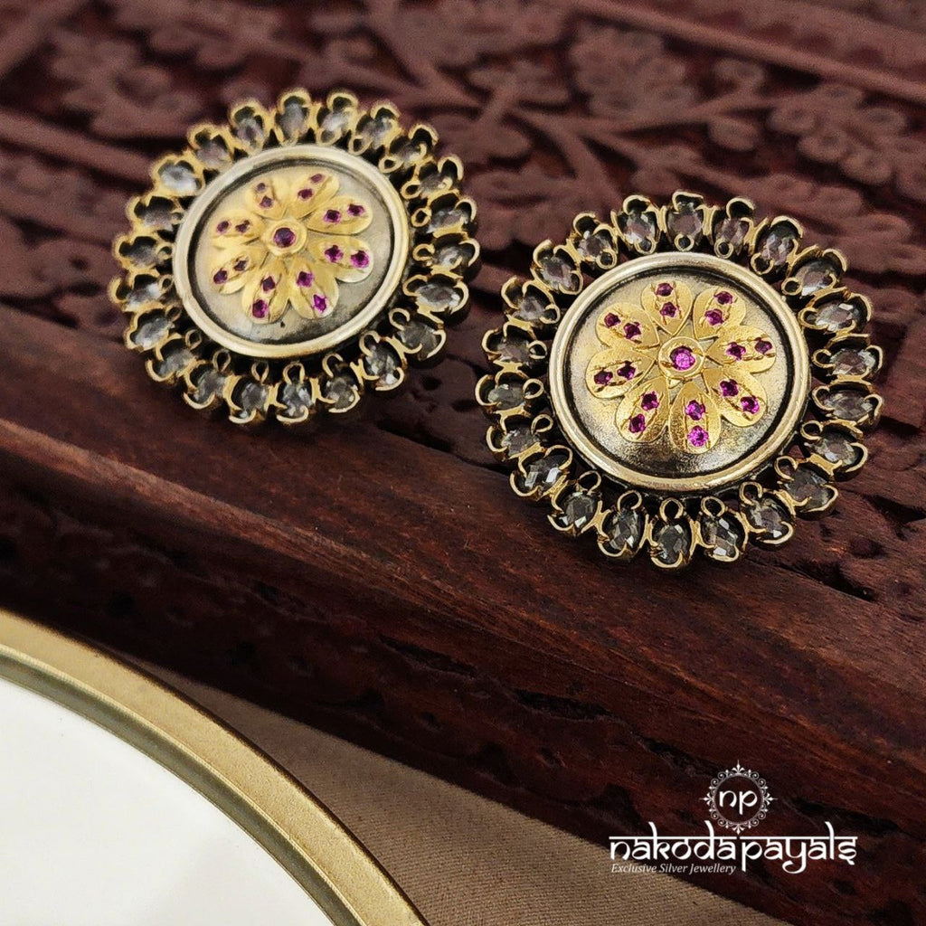 Circular Polki Dual Tone Studs (DT1070)