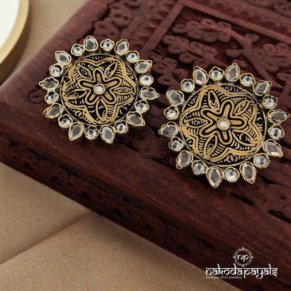 Floral Polki Dual Tone Studs (DT1072)