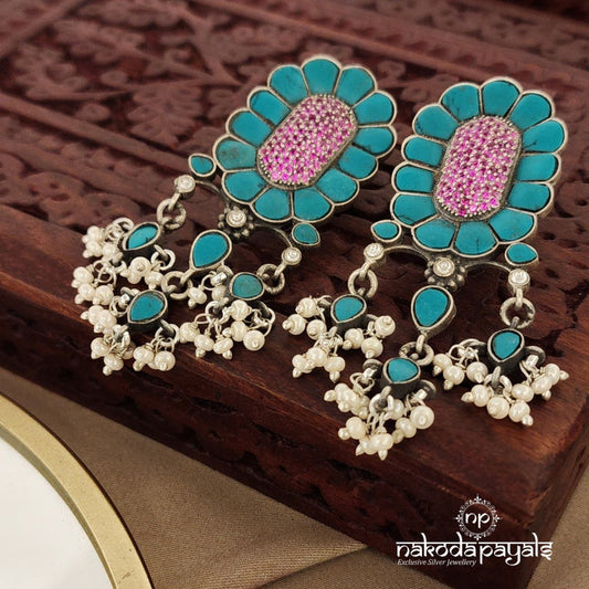 Turquoise Chandbali (C8868)