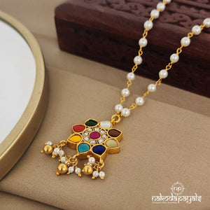 Navarathna Kundan Floral Pearled Long Neckpiece (Gn1056)