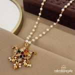 Gorgeous Navarathna Kundan Floral Pearled Long Neckpiece (Gn1061)