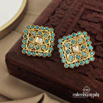 Squarish Turquoise Studs (Ge7313)