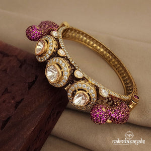 Shimmering Pinkish Peacock with Moissanite Openable Screw Kada Single (2.4) (Gk2499)